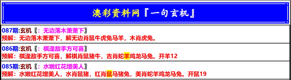 087期澳门一句玄机[图]